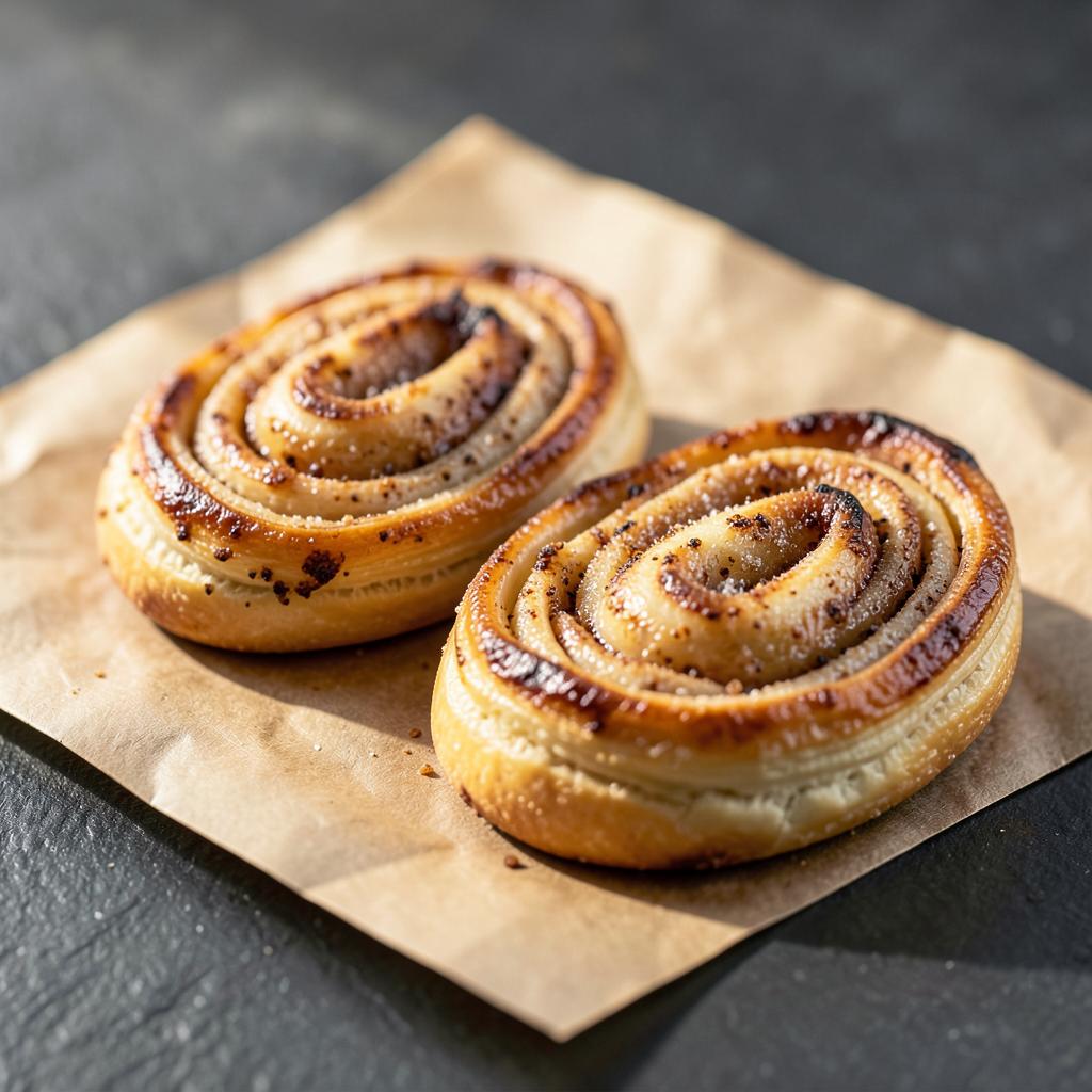 Karamellisiertes Franzbrötchen mit Zimt