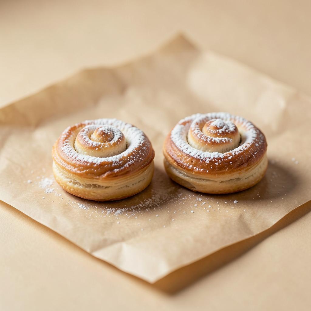 Mini Ensaimada, Spiralgebäck mit Puderzucker
