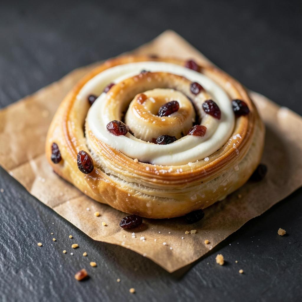 Pain au Raisin Schnecke mit Rosinen und Vanillecreme