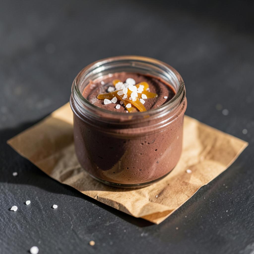 Schokoladenmousse im Glas mit Salzkaramell und Salzflocken