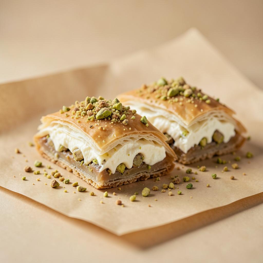 Şöbiyet Baklava mit Creme und Pistazien