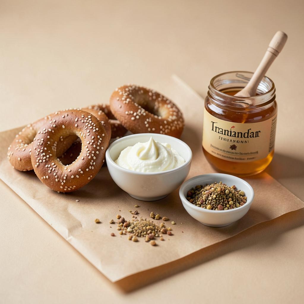 Istanbul-Set mit Simit, Salzbutter, Dukkah und Honig