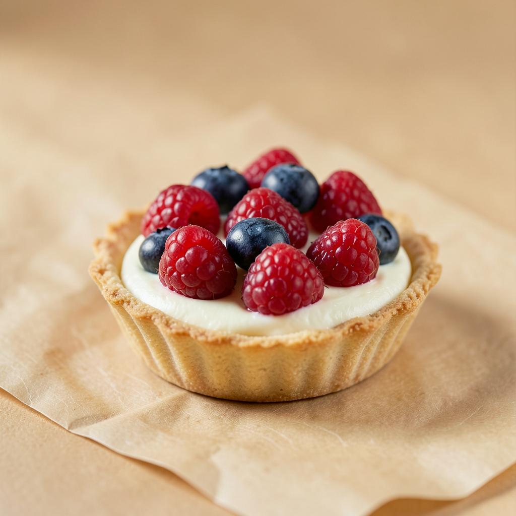Berry Tartlette mit frischen Beeren auf Vanillecreme
