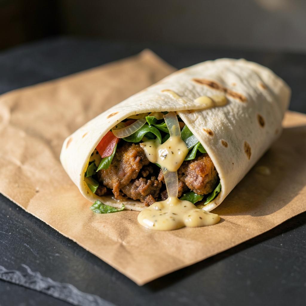 Wrap im Döner-Style mit Fleisch, Salat und Sauce